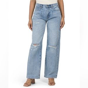 Hidden front pleat dad jeans